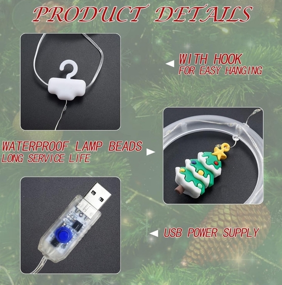 Madala USB Christmas Icicle Lights Featuring Santa and Friends with Remote - Picture 4 of 9